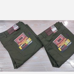 تصویر شلوار کتان مردانه رنگ سبز راسته و فاق بلند 