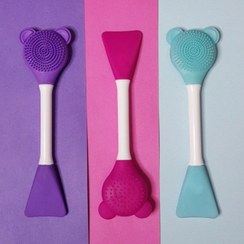 تصویر فیس براش دو طرفه سیلیکونی طرح خرسی 