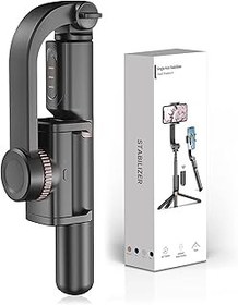 تصویر تثبیت کننده Gimbal Obudyard برای تلفن های هوشمند با Selfie Selfie Stick و Tripod ، 1 محوره چند منظوره از راه دور 360 چرخش اتوماتیک ، تعادل خودکار برای آیفون/اندرویدی سیاه Obudyard Gimbal Stabilizer for Smartphone with Extendable Selfie Stick and Tripod, 1-Axis Multifunction Remote 360 Automatic Rotation, Auto Balance for iPhone/Android Black