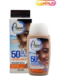 تصویر کرم ضدآفتاب SPF50 رنگ بژ طلایی مناسب پوست خشک حجم 50 میل پیکسل Pixel SPF50 Golden Beige Sunscreen Cream for Dry Skin, 50 ml