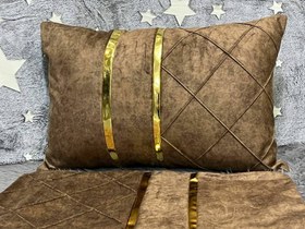 تصویر روبالشی مخمل دو نوار کد 03 برند خوشنام هگمتان یک جفتی - 2 جفت (چهار عدد) 