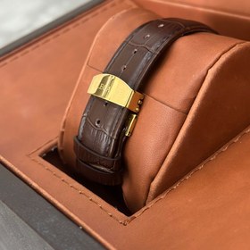 تصویر ساعت مردانه الگانس موتور ژاپن بندچرمی قهوه ای Men's Elegance Japan Motor watch with brown leather strap