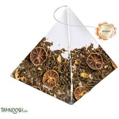 تصویر چای سبز زنجبیل لیمو تیبگ هرمی 16عددی 