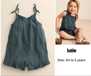 تصویر سرهمی دخترانه موسلین سایز ۳ تا ۶ ماه تا ۵ سال 