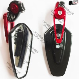 تصویر آینه سرفرمان موتور سیکلت فلزی قرمز | کد h59 Red metal motorcycle handlebar mirror Code h59