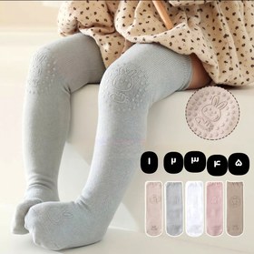 تصویر جوراب زانوبندی فانتزی عروسکی مارک دار بچه گانه بالا زانو Baby_sock