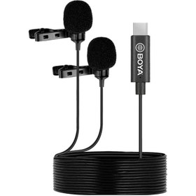 تصویر میکروفن یقه ای بویا BOYA BY-M3D Dual Lavalier Microphone Boya BY-DM3D 