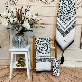 تصویر روسری نخی کرم شیک 