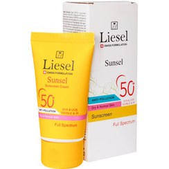 تصویر کرم ضدآفتاب سانسل پوست خشک لایسل Liesel Sunsel Dry And Normal Skin Sunscreen Cream SPF50+ 40 ml