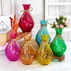 تصویر گلدان شیشه ای رنگی مدل آوین 
