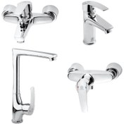 تصویر ست شیرآلات قهرمان مدل بهادر رنگ طلایی و کروم 