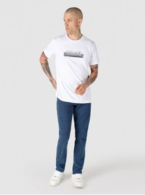 تصویر تی شرت سفید مردانه یقه دوچرخه مناسب به طور منظم طرح دار پوست آستین کوتاه T Shirt کولینز Colin’s 