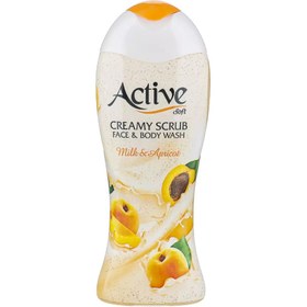 تصویر شامپو بدن و صورت اسکراب اکتیو Active مدل Milk And Apricot شیر و زرد آلو حجم 400 میل 