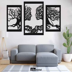 تصویر تابلو مدرن دکوراتیو فلزی مدل ریشه انسان مجموعه 3 عددی