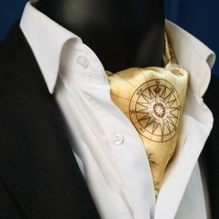 تصویر دستمال گردن مردانه طرح نقشه کره زمین کِرِم 