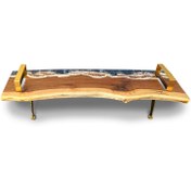 تصویر میز چوب گردو با طرح رزین دریا کد 65100 