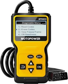 تصویر دیاگ برند MOTOPOWER-MP69033 (بار آمازون) برند شناخته شده با کیفیت عالی و اصل MOTOPOWER MP69033 Car OBD2 Scanner Code Reader Engine Fault Scanner CAN Diagnostic Scan Tool for All OBD II Protocol Cars Since 1996, Yellow