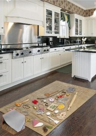 تصویر فرش آشپزخانه قابل شستشو کف لیز نمیخورد بژ برند molu moda کد 1617293260 