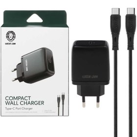 تصویر شارژر دیواری 20 وات فست شارژ و PD تک پورت گرین لاین مدل GN20EUCCBK به همراه کابل شارژ USB-C 