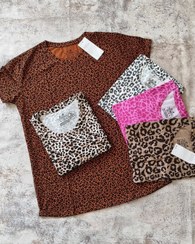 تصویر تیشرت پلنگی دخترانه اسپرت - پلنگی صورتی سایز M 