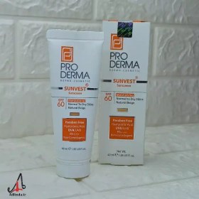 تصویر کرم ضدآفتاب رنگی و مرطوب کننده spf60 پوست معمولی و خشک پرودرما 40 میلی لیتر بژ طبیعی Sunvest Sunscreen SPF60 Moisturizing Normal To Dry Skins Natural Beige ProDerma 40ml