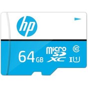 تصویر کارت حافظه‌ microSDXC اچ پی مدل MI310 استاندارد UHS-I U1 سرعت 100MBps ظرفیت 64 گیگابایت به همراه آداپتور SD 