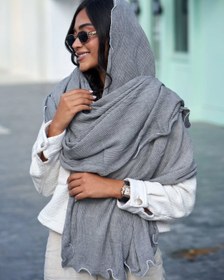 تصویر شال پاییزه سنگشور پلیسه با حاشیه مرواریدی - 8 