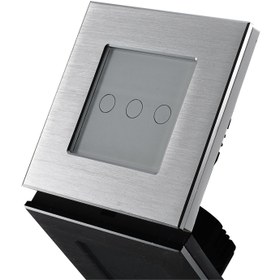 تصویر کلید سه پل لمسی Livolo تویا آلومینیومی نقره ای Zigbee کلید لمسی سه پل تویا آلومینیومی نقره ای Zigbee