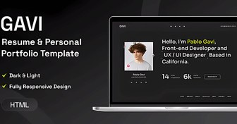 تصویر قالب HTML نمونه کار شخصی | Gavi 