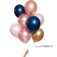 تصویر دسته بادکنک‌ هلیوم کروم و مات رنگارنگ 