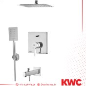 تصویر شیر حمام توکار KWC مدل آوا تیپ 4 S25 با سردوش تلفنی استیل 