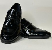 تصویر کفش چرم طبیعی مشکی مردانه مجلسی طرح 1129 