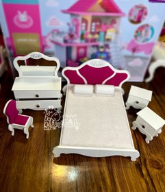 تصویر ست اسباب بازی تخت خواب چوبی ۵ عددی مناسب کودک 