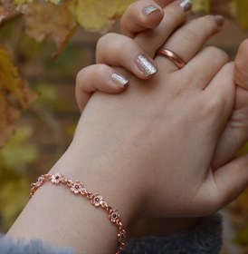 تصویر دستبند شکوفه مس کد 1239 