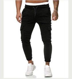 تصویر شلوار جگر با کمر متوسط، مشکی برند generic Solid Mid Rise Joggers Black