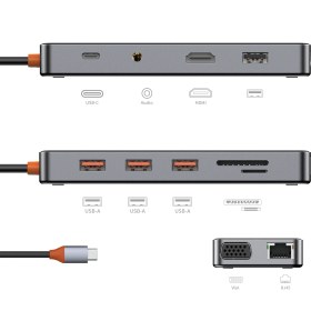 تصویر هاب آداپتور تایپ سی 11 پورت ویوو مدل wiwu Cyber HUB 11 in 1 Type-C CB011 wiwu Cyber HUB 11 in 1 Type-C CB011