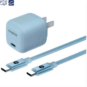 تصویر شارژر دیواری موفی 30 وات مدل speedport USB-C به همراه کابل تایپ سی Mophie speedport 30W USB-C 1-port GaN wall charger with Charging Cable