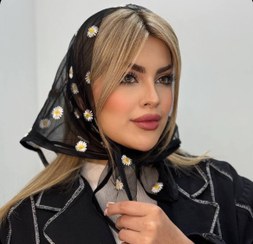 تصویر مینی اسکارف بابونه مشکی 