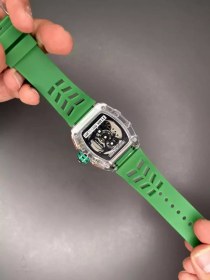 تصویر ریچارد میل صفحه اسکلتون قاب پلاستیکی - بند سبز - Richard Mille 