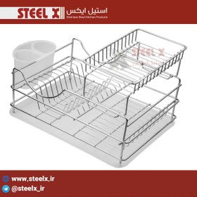 تصویر جاظرفی کروم مدل ایوا با جاقاشقی و سینی Steel-X - کروم(مسوار) / 