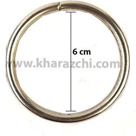 تصویر حلقه فلزی قطر ۶ سانت نقره ای 