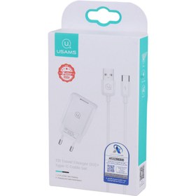 تصویر شارژر دیواری فست شارژ Usams T21OCTC 2.1A 10.5W + کابل تایپ سی Usams T21OCTC 2.1A 10.5W Wall Charger With Type-C Cable