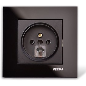 تصویر کلید و پریز ویرا مدل کریستال مشکی ا Veera Switch And Sockets Black Crystal Veera Switch And Sockets Black Crystal