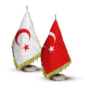 تصویر پرچم و نشان رومیزی ترکیه مجموعه دو عددی - بدون ریشه Table flag "Turkey"