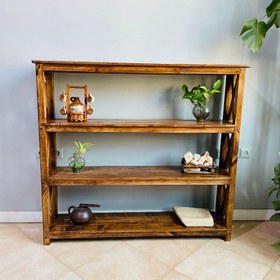 تصویر کتابخانه چوبی روستیک دکور مدل Bo900 - قهوه ای ا a wooden bookcase a wooden bookcase