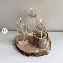 تصویر شمع پیرکس استوانه - ست چوبی روستیک 