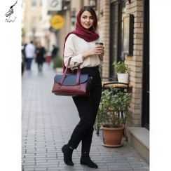 تصویر کیف مجلسی چرم زنانه مدل ایراندخت طرح ترکیبی 