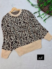 تصویر بلوز بافت پلنگی زنانه رنگ قهوه‌ای 