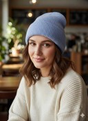 تصویر خرید کلاه زمستانی بافت آبی I Am 