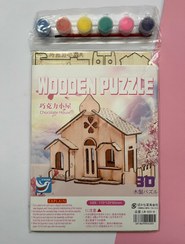 تصویر پازل چوبی سه بعدی - خانه شکلاتی 